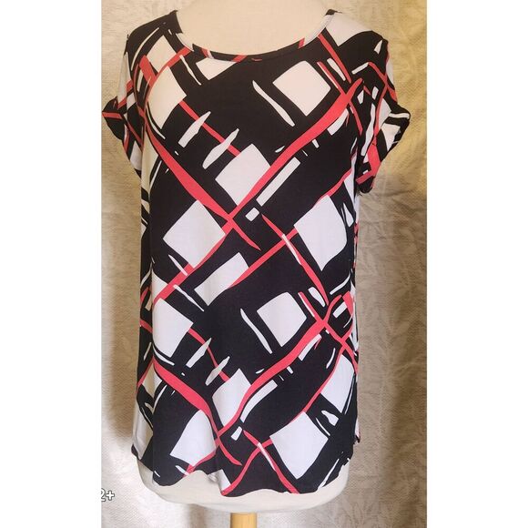 F28 Tribal black and hot pink pattern top - Picture 1 of 10